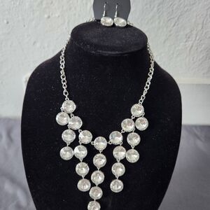 Paparazzi Radiant Silver and White Necklace Set